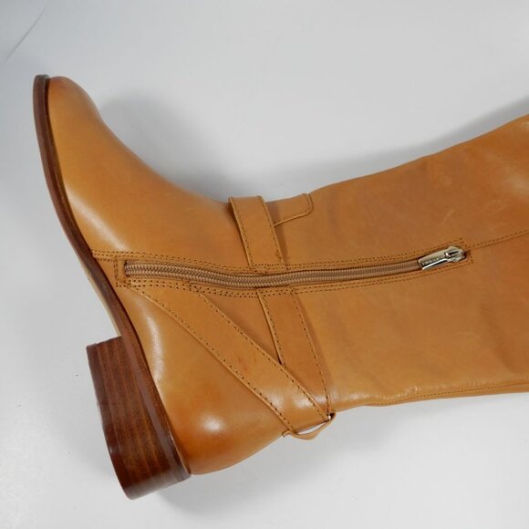 VINCE CAMUTO Ovarlym Riding Tall Boots Size 7.5 Light Cognac Brown LEATHER NEW - Picture 9 of 14